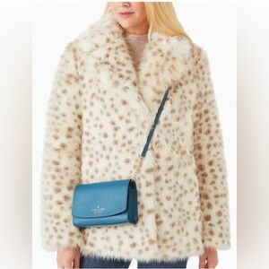 NWT Kate Spade Leopard Spotted Faux Fur Coat